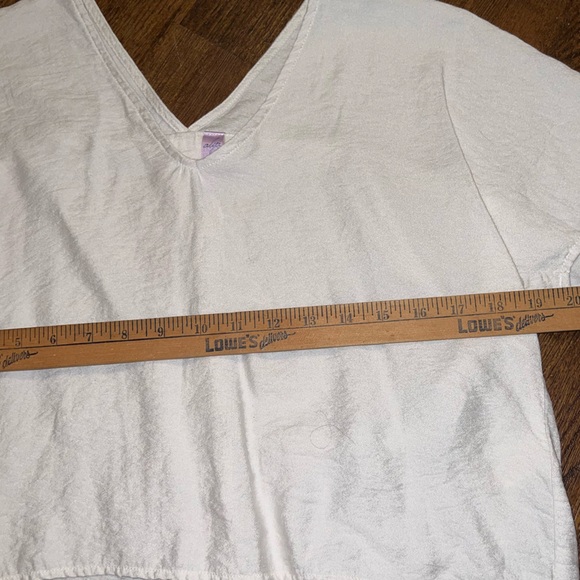 Alya Ivory V Neck High Low Short Sleeve Relaxed Fit Top Size S - Picture 10 of 12